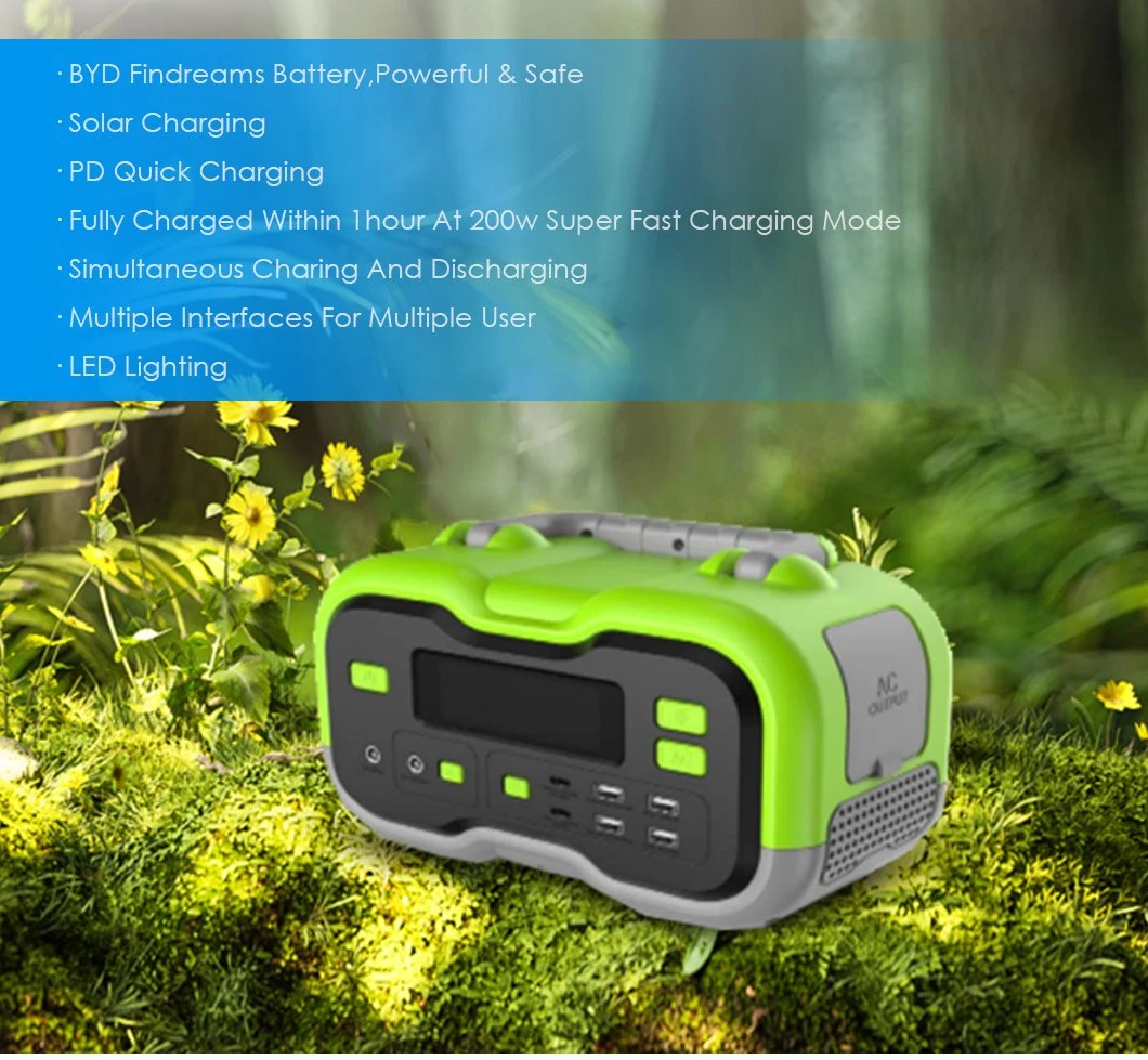 Super Fast Charging Solar Charging Multi USB Type-C Portable Power Station/Bank 300W 25000mAh (LiFePO4) with CE