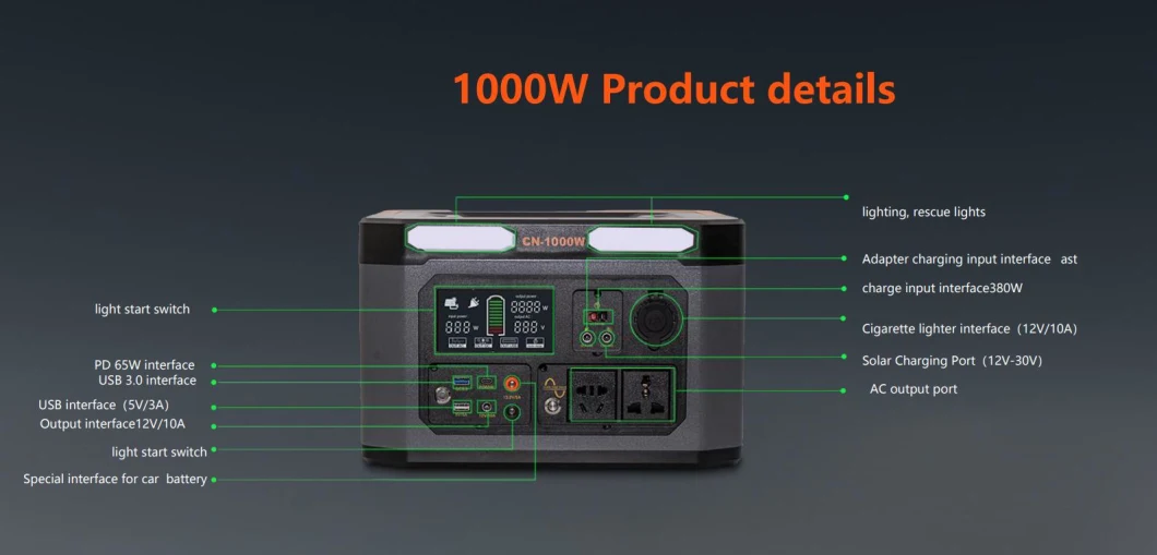 Hot Selling 1000W Solar Portable Power Station Generator for Camping